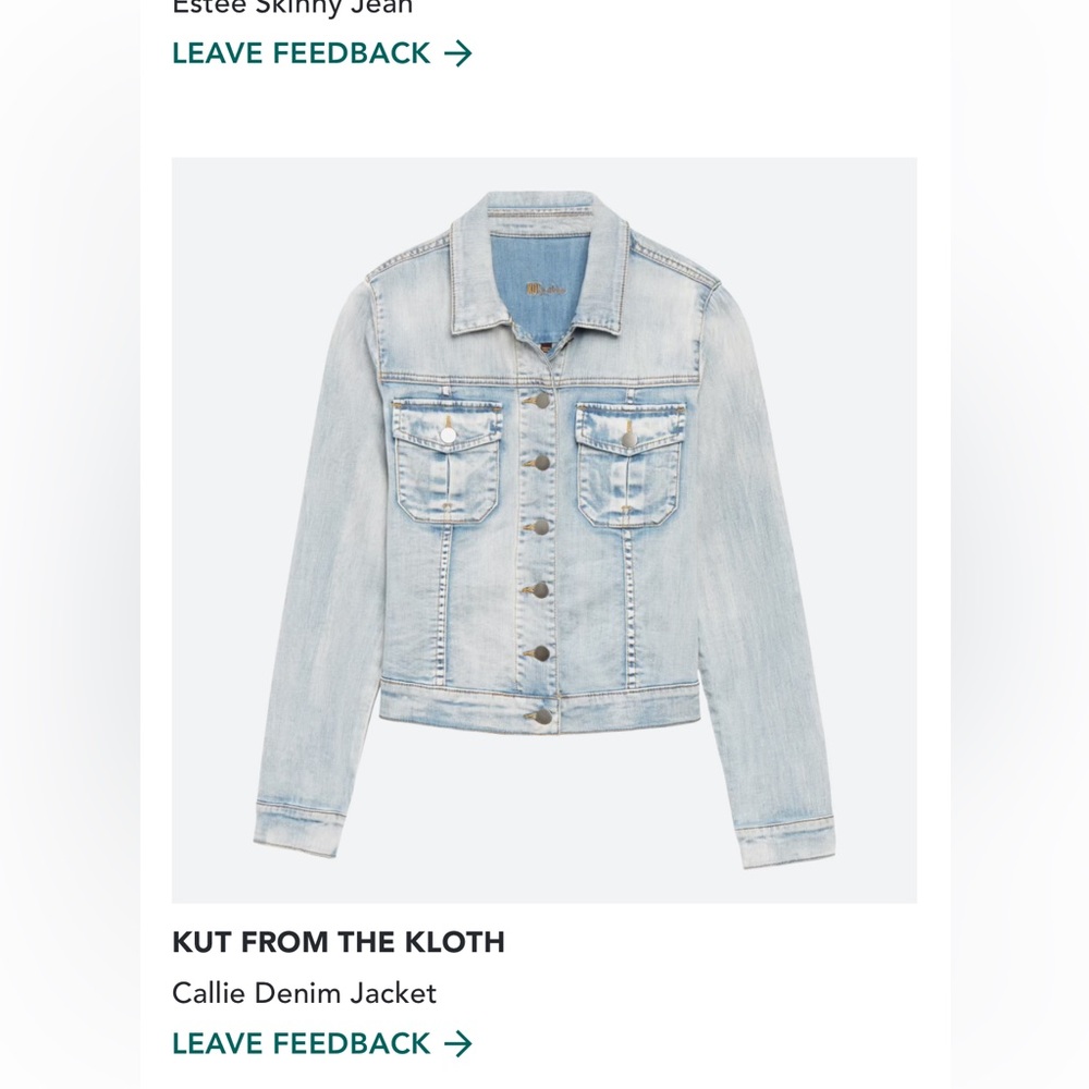 Really cute light jean jacket originally purchased from Stitch Fix.
